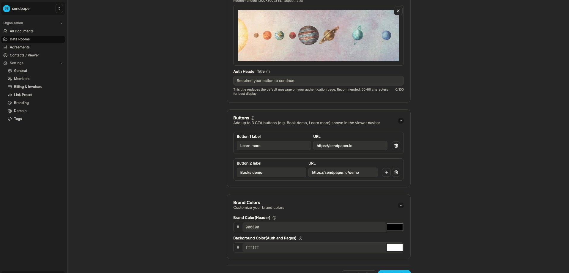 Data-Room-Branding-Einstellungen pro Raum