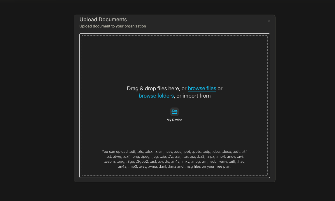 Bulk upload dialog in Sendpaper showing multiple files and folders selected before upload