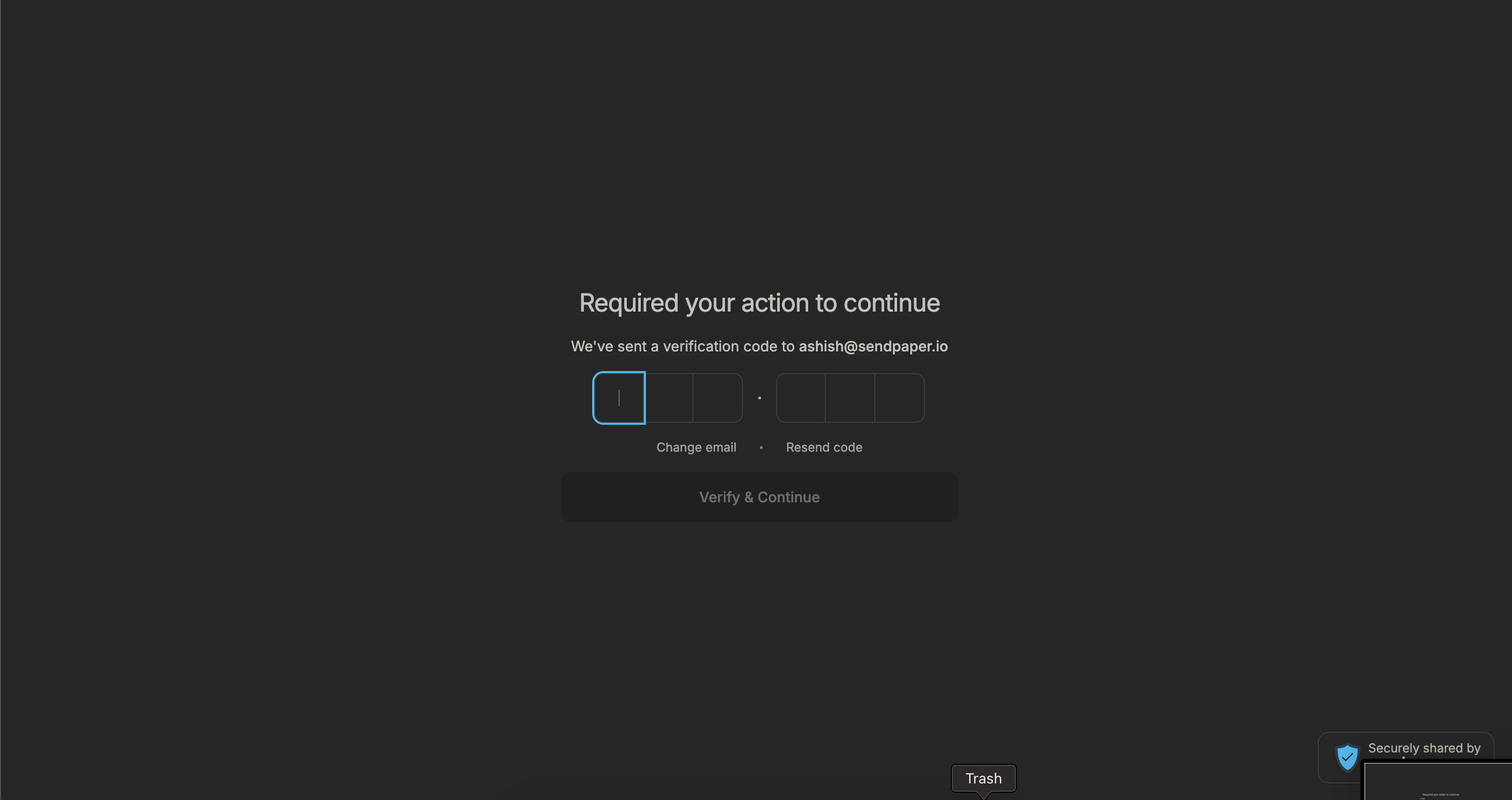 OTP entry and verification page