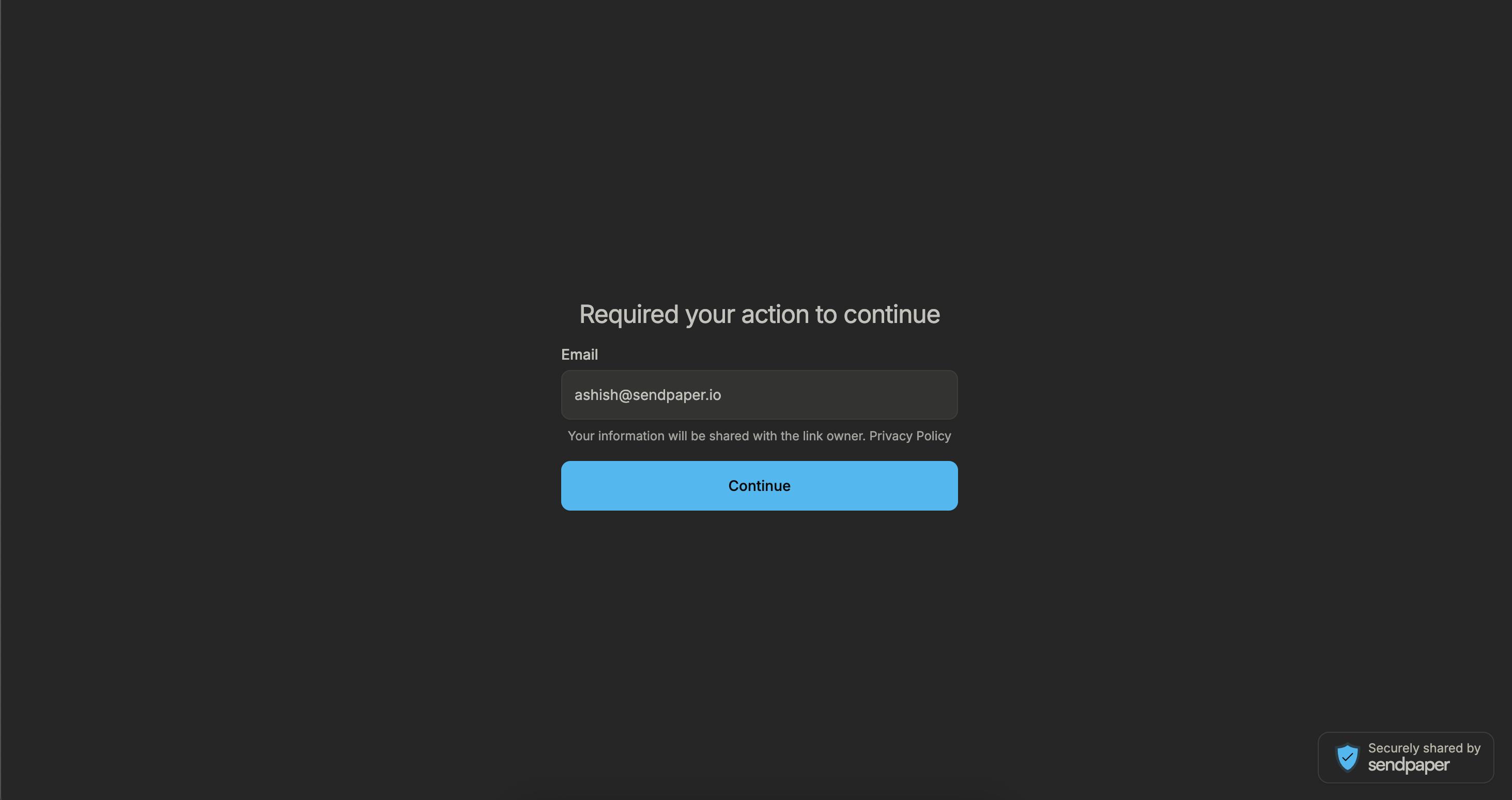 Link email authentication page