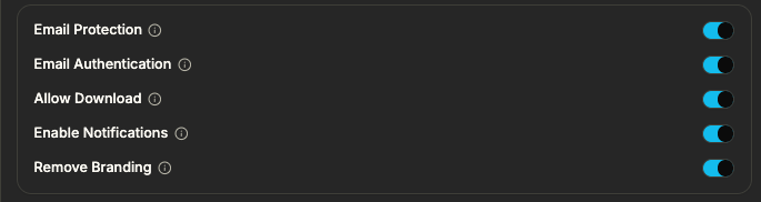 Access Control options when creating or editing a link