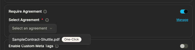 One-click agreement protection option